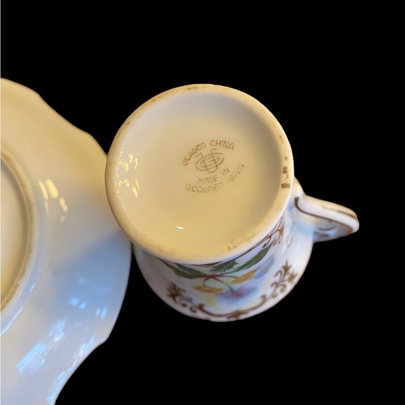 Vintage demitasse cup & saucer “Dandelions” hand painted in Japan gold trim EVC - Picture 6 of 6